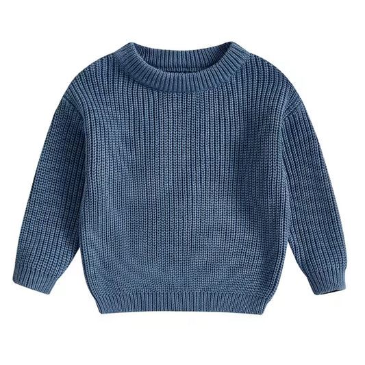 Chunky Knit Oversized Sweater - Denim Blue