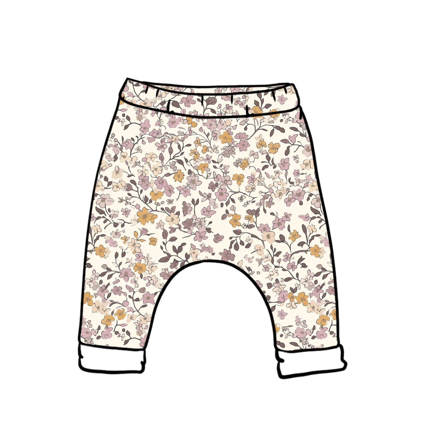 Lilac & Caramel Ditsy Floral Child & Baby Harems