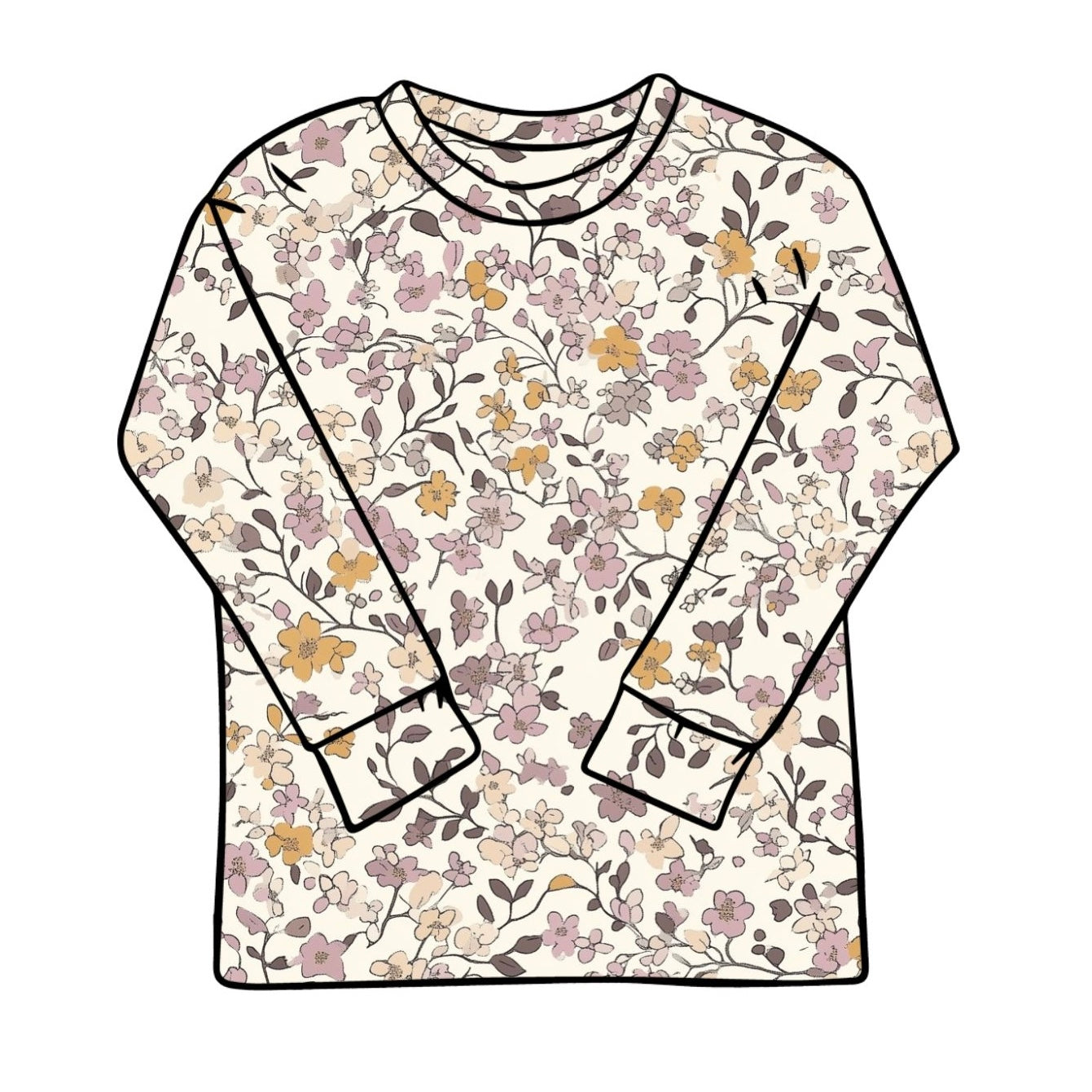Lilac & Caramel Ditsy Floral Child & Baby Long Sleeve T-Shirt