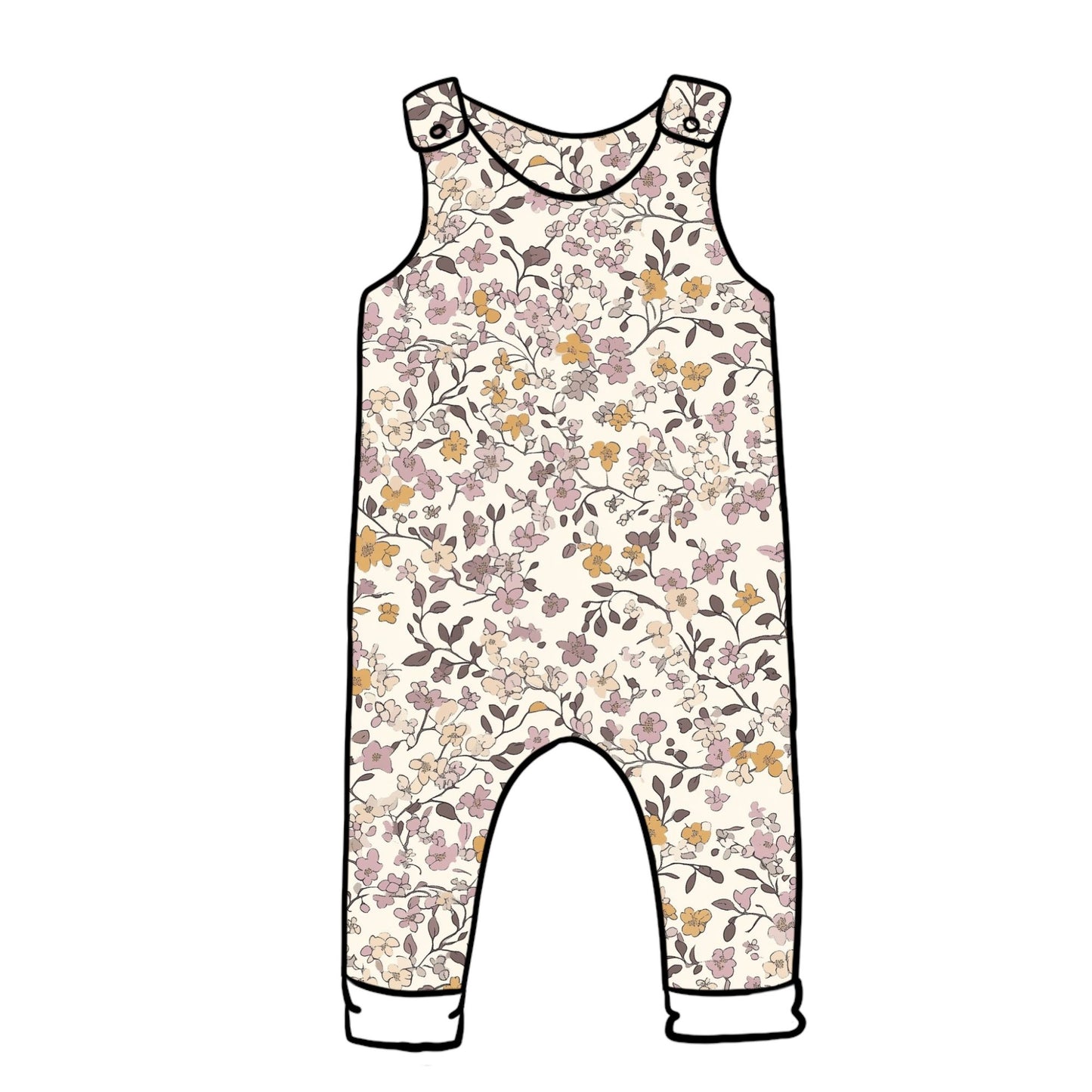 Lilac & Ditsy Floral Child & Baby Full Length Romper