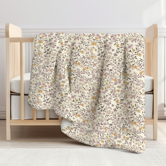 Lilac & Caramel Ditsy Floral Toddler & Child Sherpa Blanket