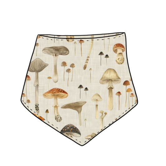 Linen Mushrooms Baby & Toddler Dribble Bib
