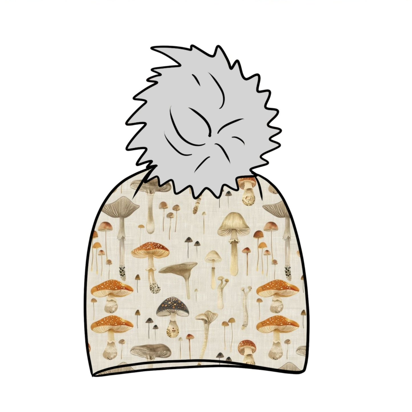 Linen Mushrooms Toddler & Child Bobble Hat