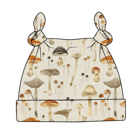 Linen Mushrooms Baby Knotted Hat