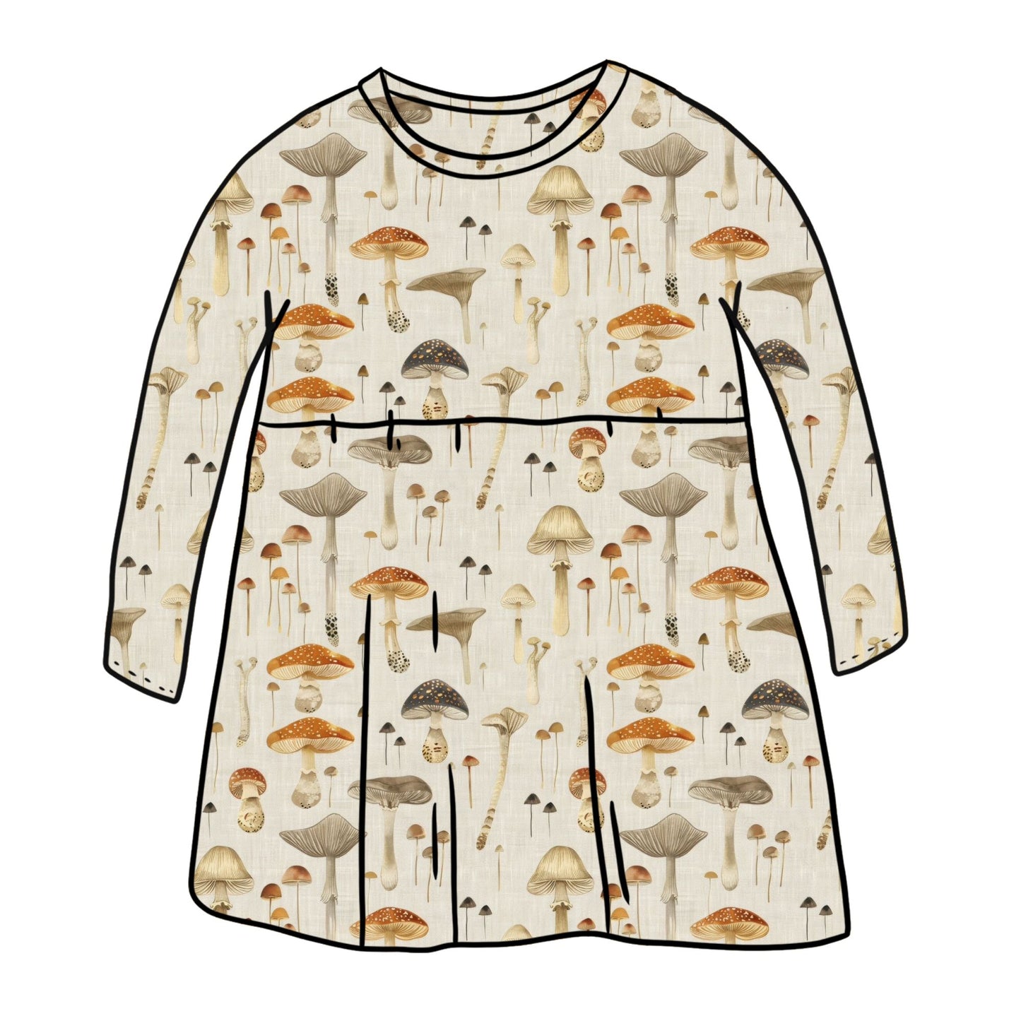 Linen Mushrooms Child & Baby Long Sleeve Dress
