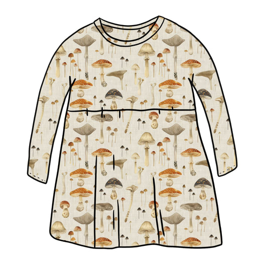Linen Mushrooms Child & Baby Long Sleeve Dress