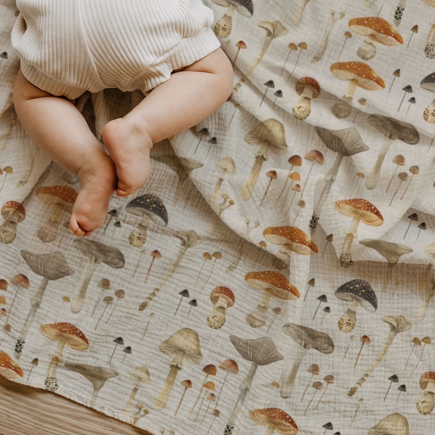 Linen Mushrooms Baby & Toddler Muslin Swaddle Blanket