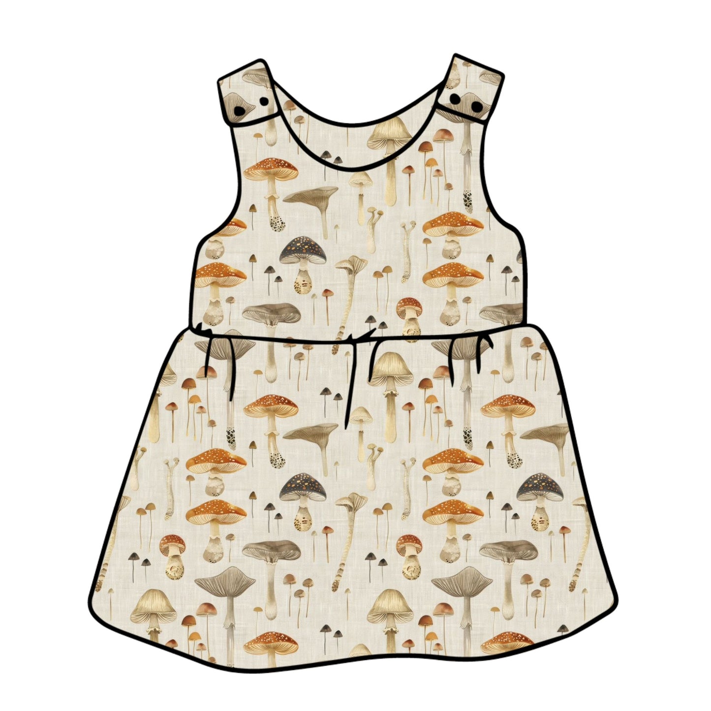 Linen Mushrooms Child & Baby Pinafore Dress