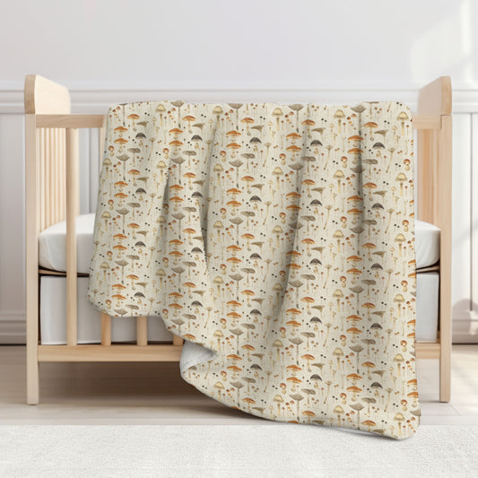 Linen Mushrooms Toddler & Child Sherpa Blanket