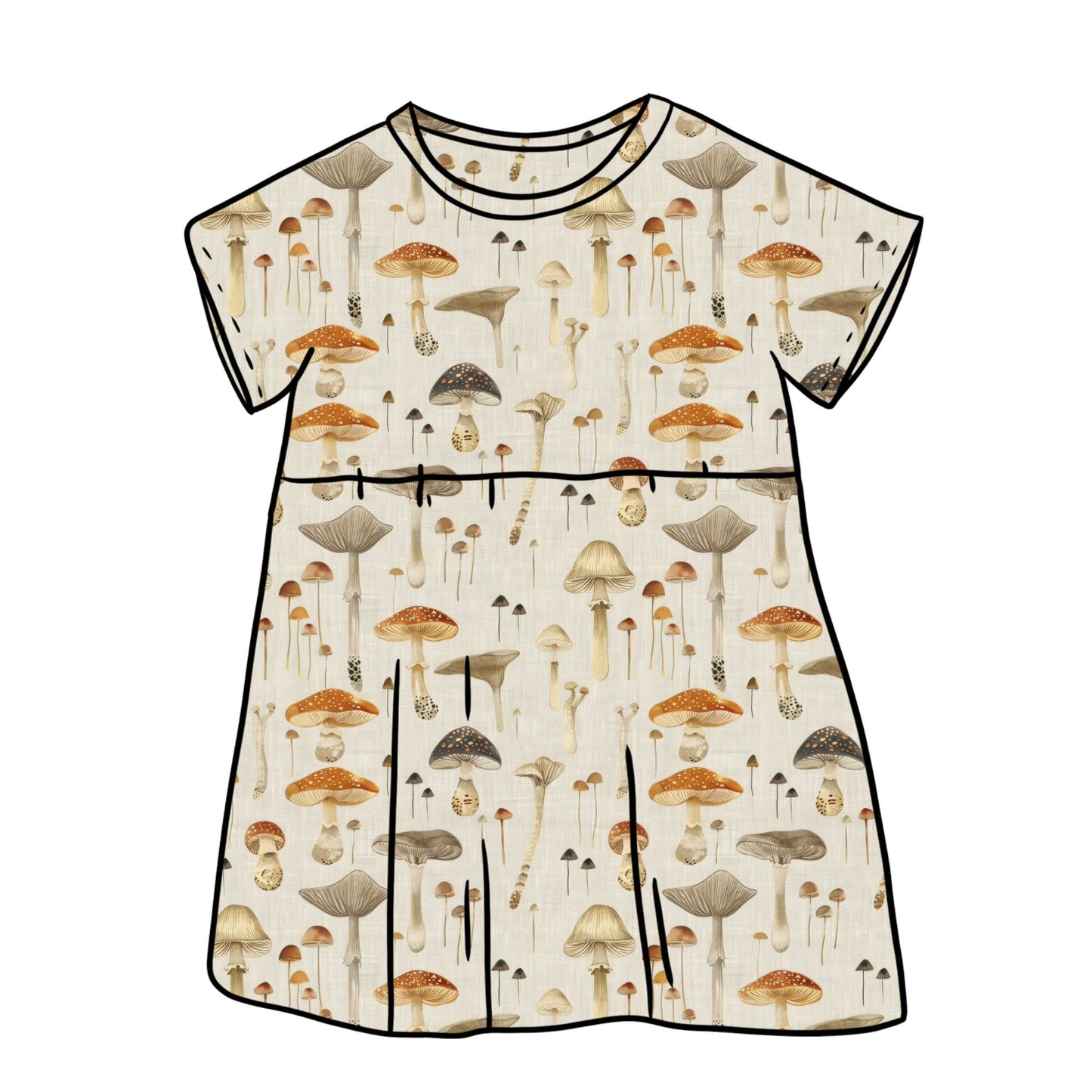 Linen Mushrooms Child & Baby Short Sleeve Dress
