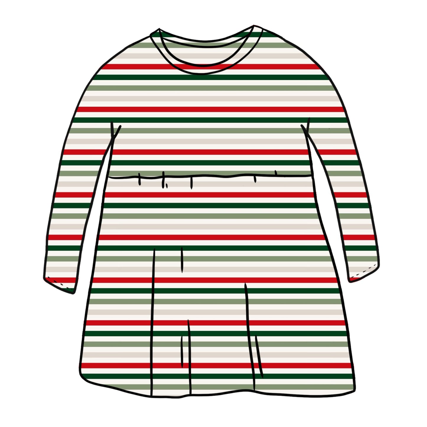 Christmas Stripes Child & Baby Long Sleeve Dress