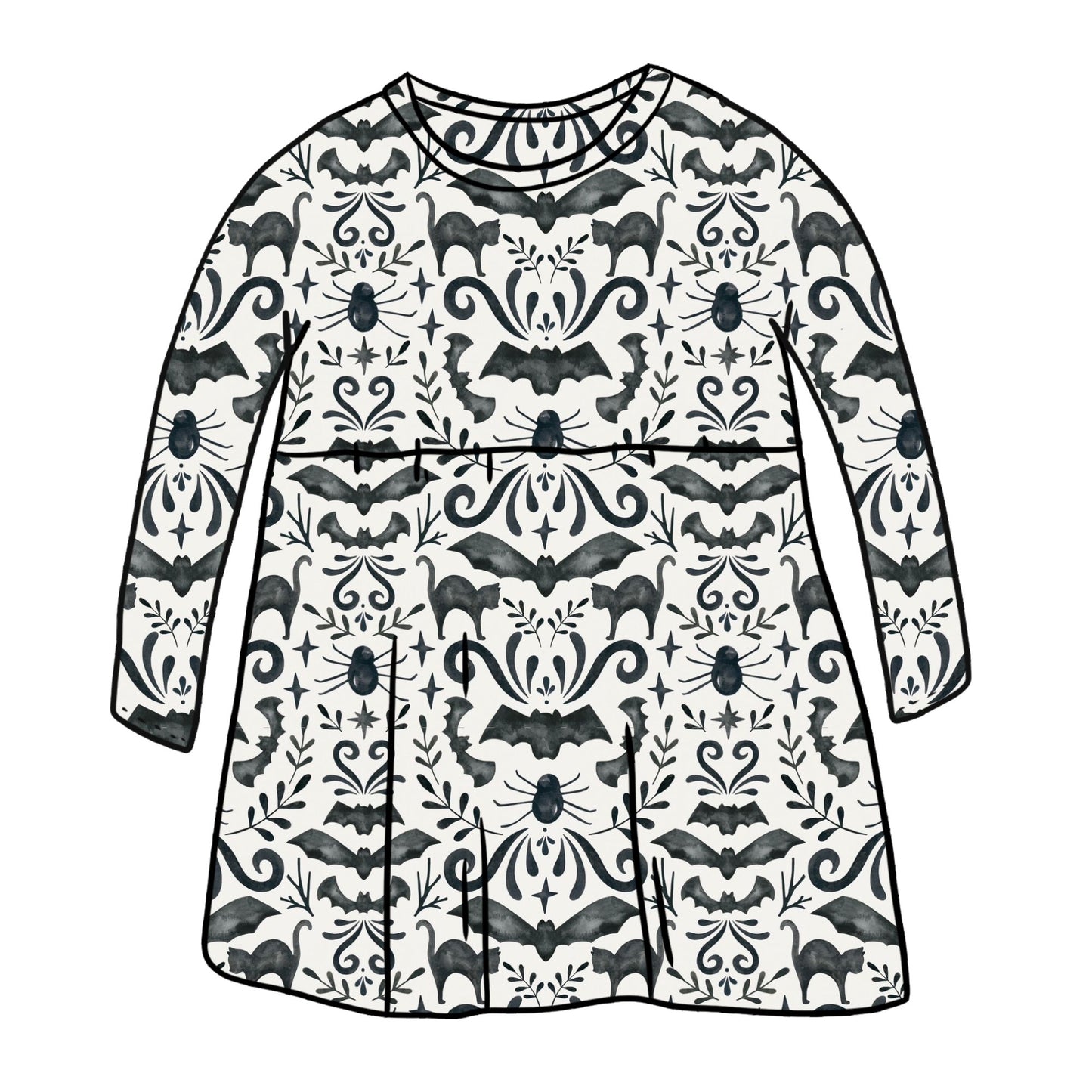 Monochrome Halloween Child & Baby Long Sleeve Dress