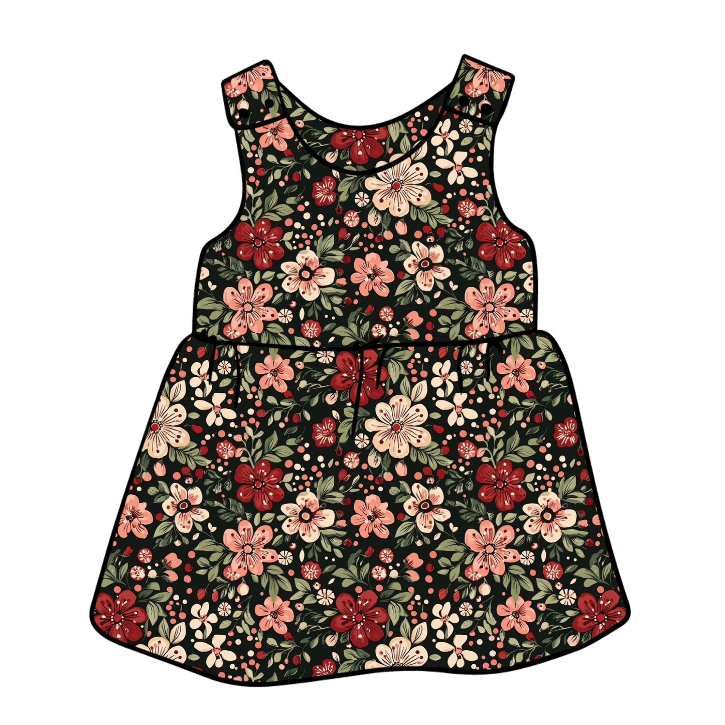 Christmas Floral Child & Baby Pinafore Dress