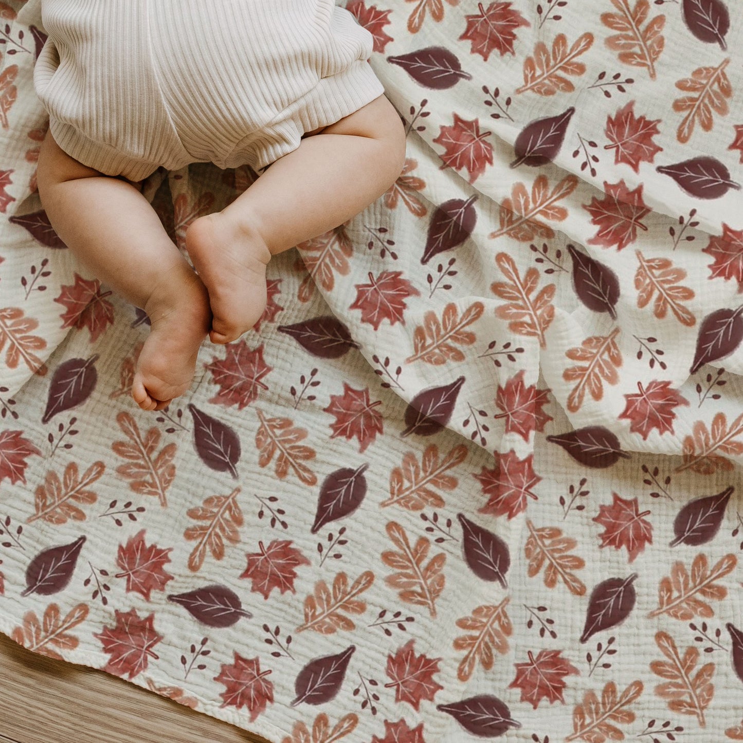 Rustic Autumn Leaves Baby & Toddler Muslin Swaddle Blanket