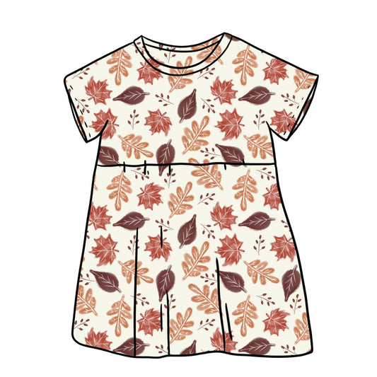 Rustic Autumn Leaves Child & Baby Short Sleeve Dress
