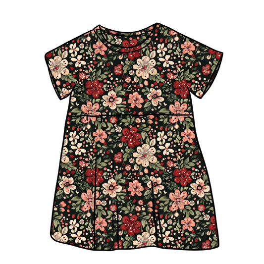 Christmas Floral Child & Baby Short Sleeve Dress
