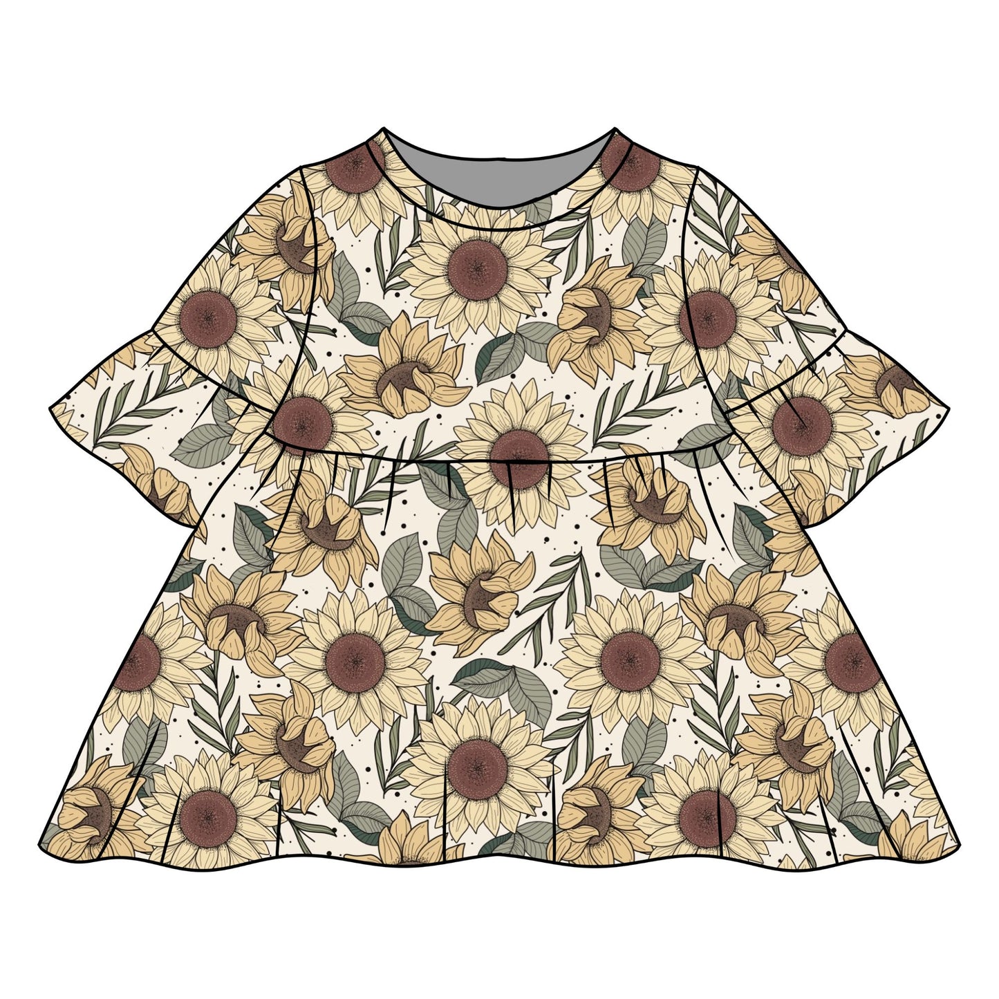 Sunflower Meadow Child & Baby Frill Sleeve Dress