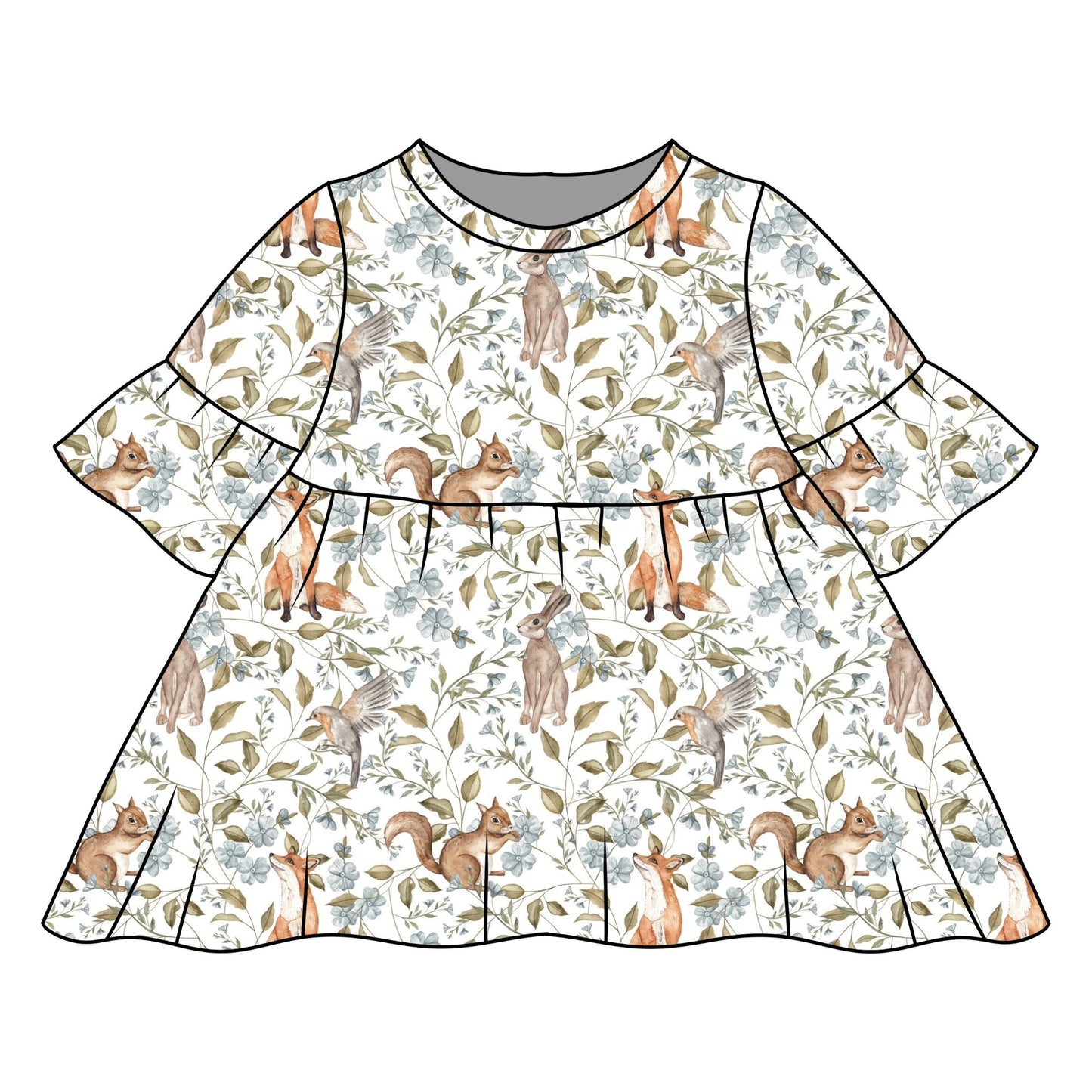 Woodland Companions Child & Baby Frill Sleeve Dress