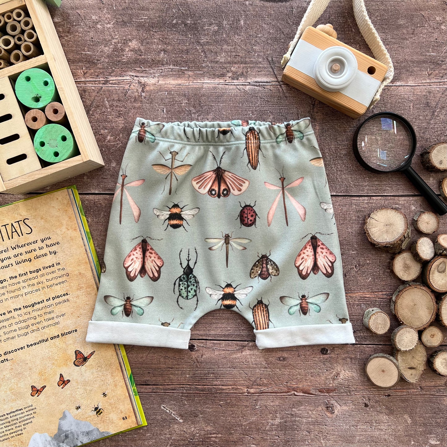 Winged Bugs Rolled Shorts 6-9m