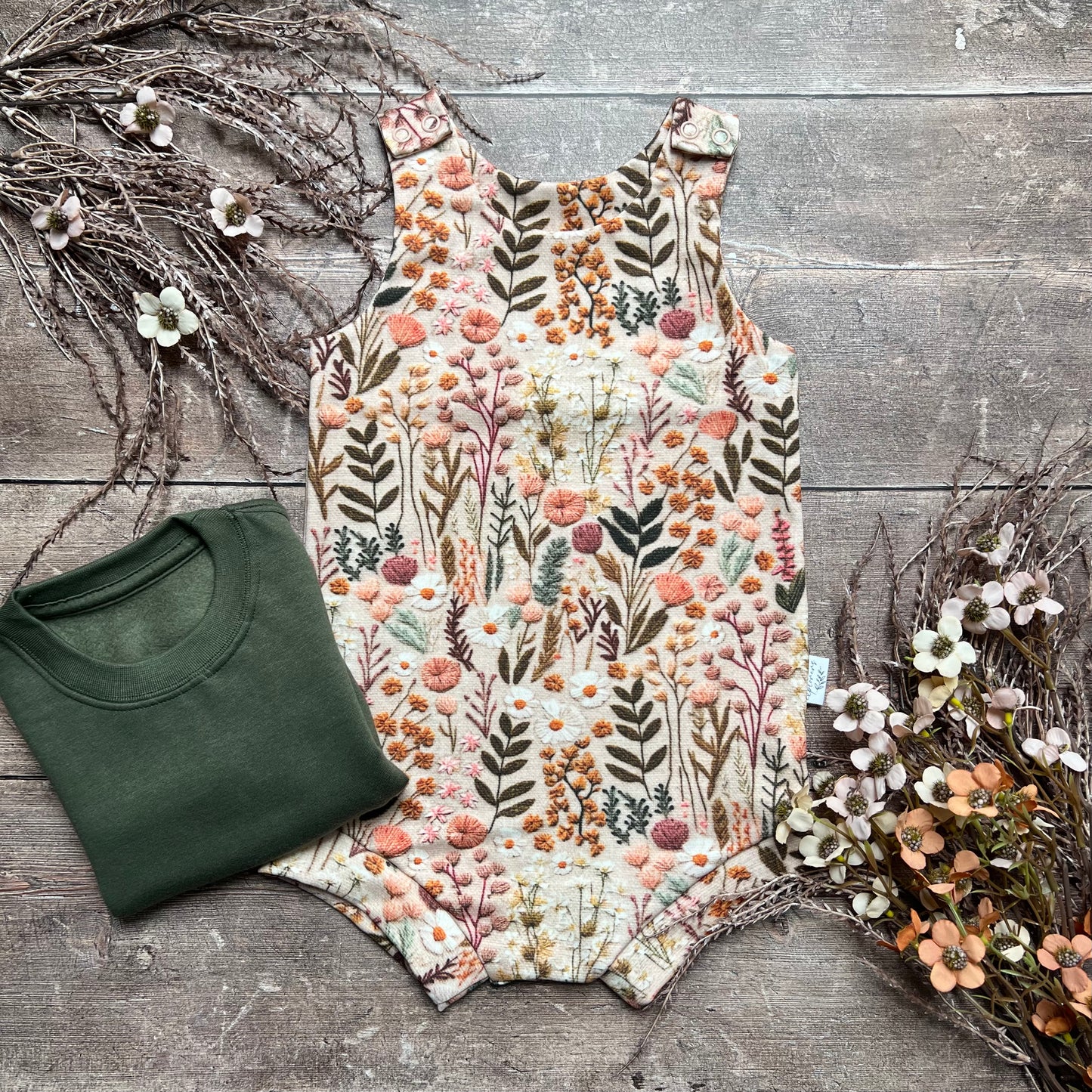 Embroidered Look Floral Bloomer Romper