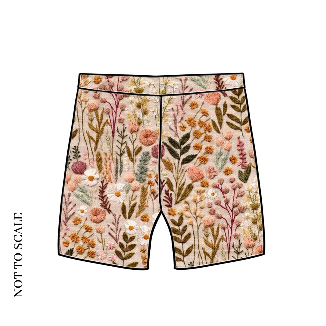 Embroidered Look Floral Lounge Shorts