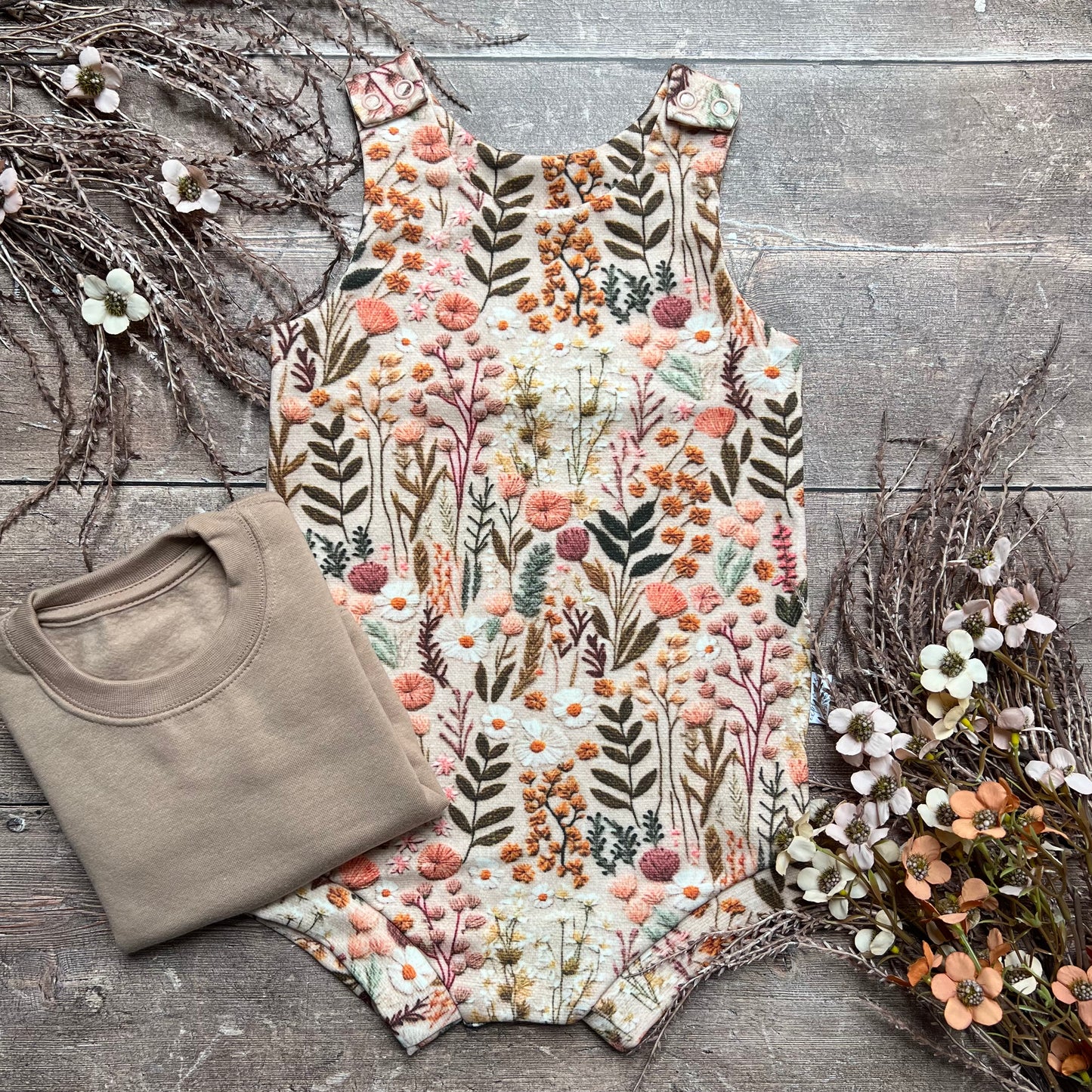 Embroidered Look Floral Bloomer Romper