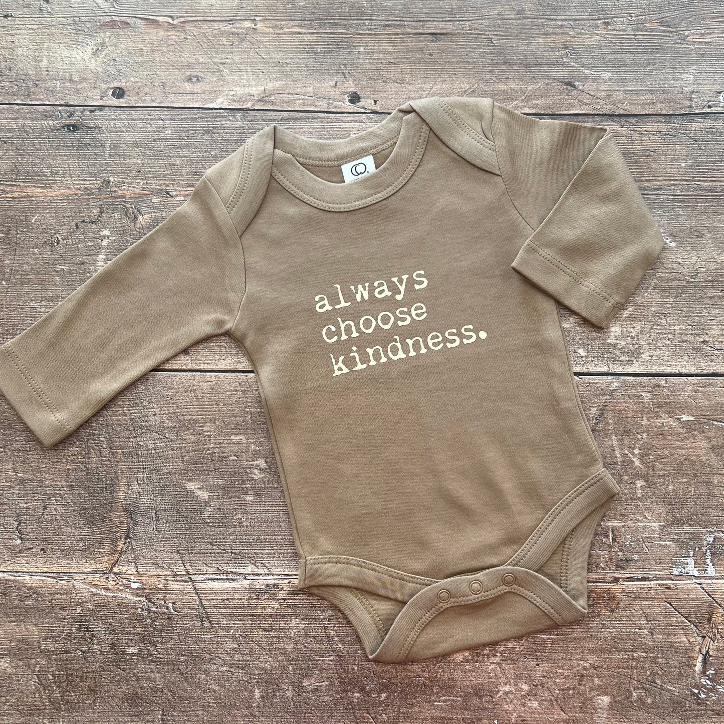 Always choose kindness mocha bodysuit 0-3m