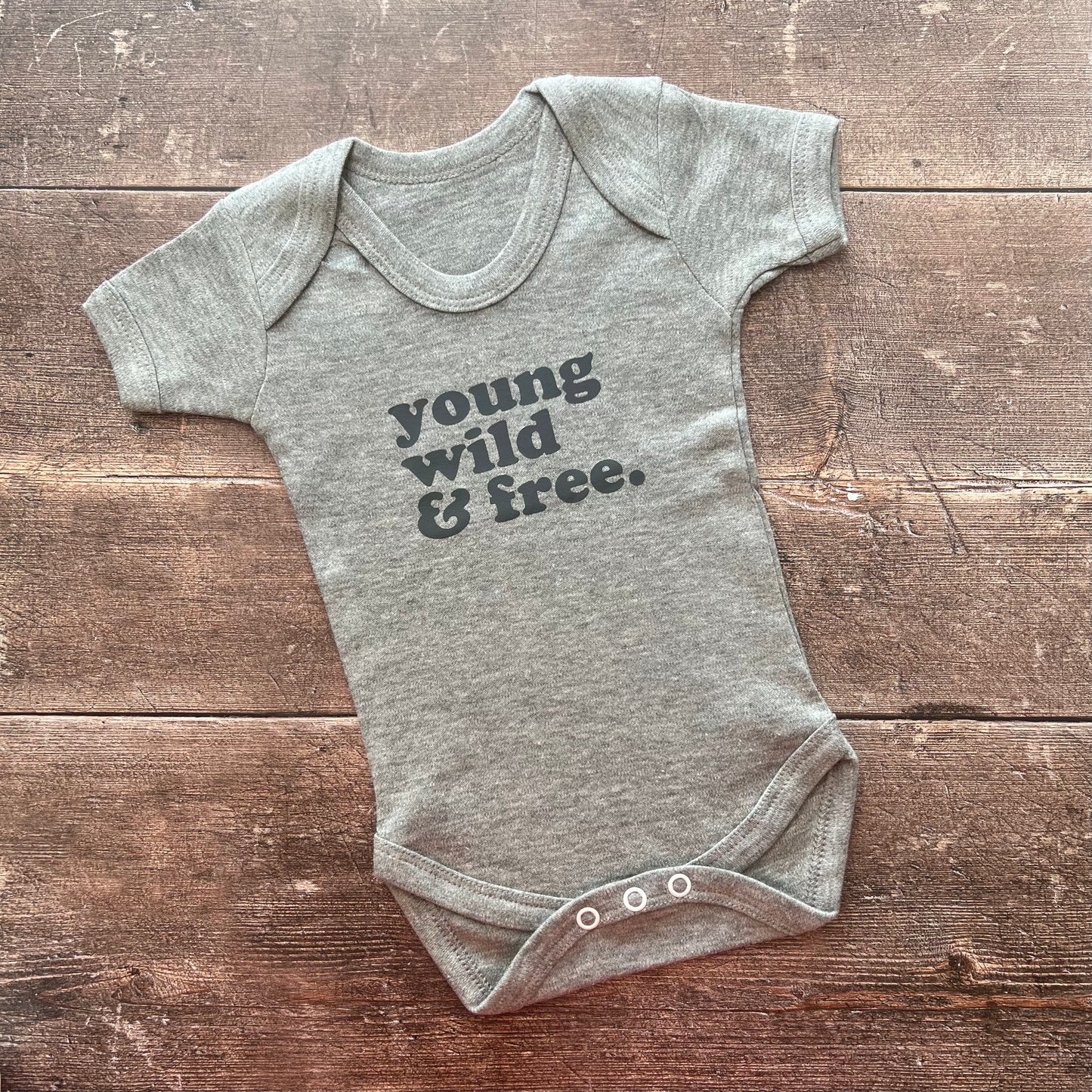 Young, wild & free grey bodysuit 0-3m