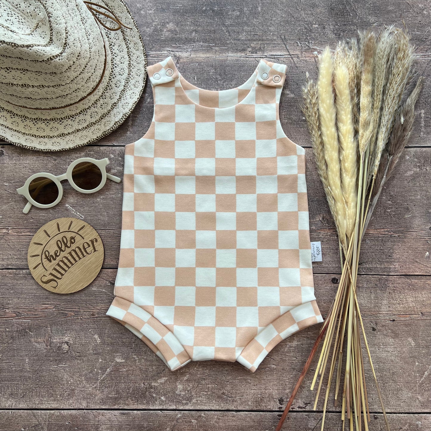 Checkerboard Bloomer Romper 3-6m