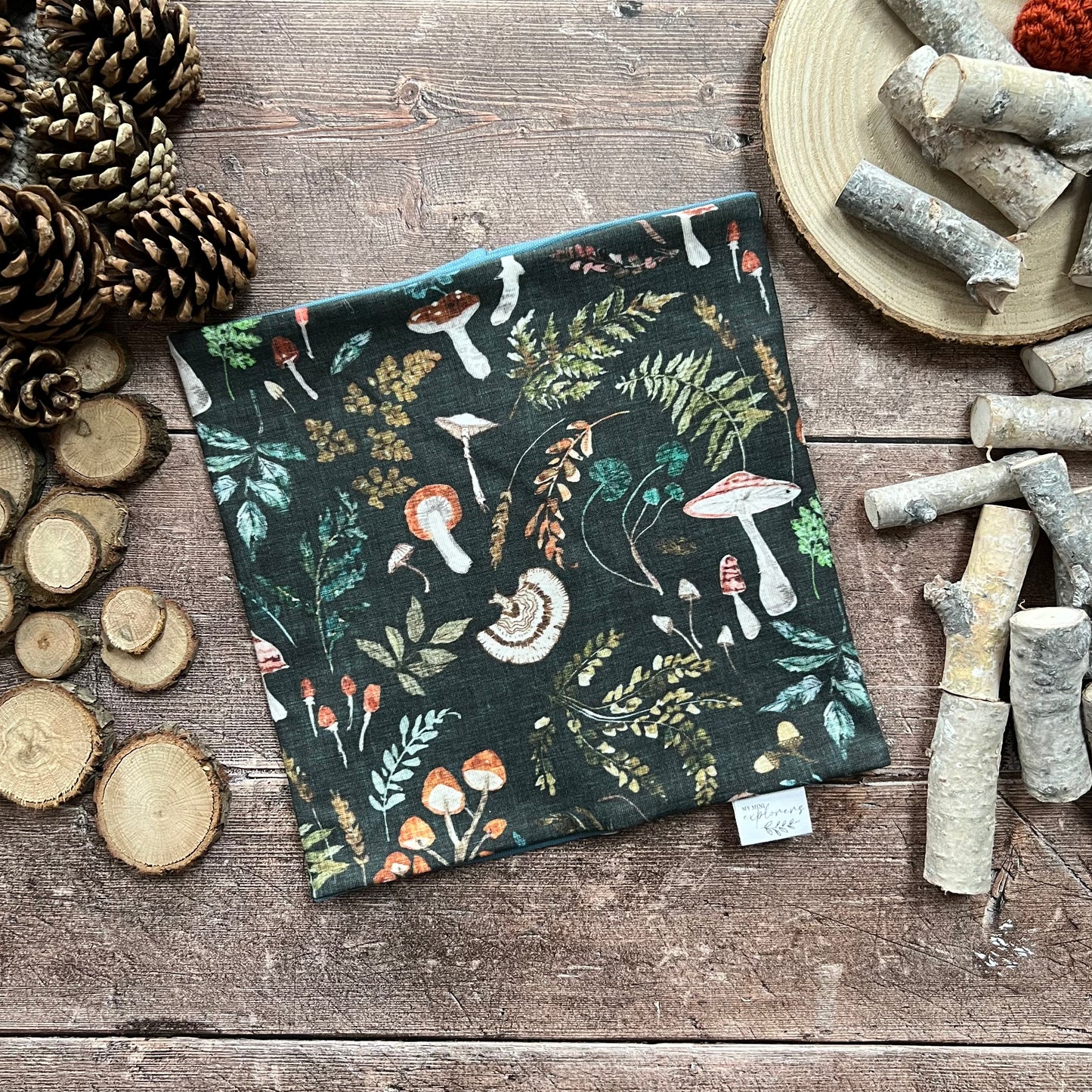 Mushroom Grove Snood 1-4 years (sea blue inside)