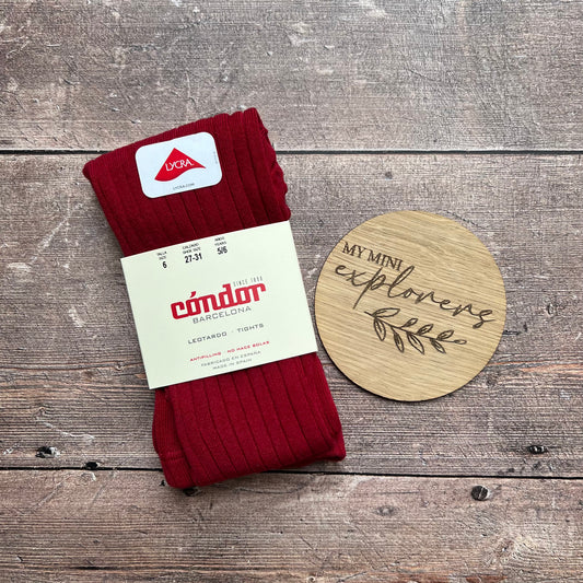 Cóndor Cotton Rib Tights - CHERRY 554