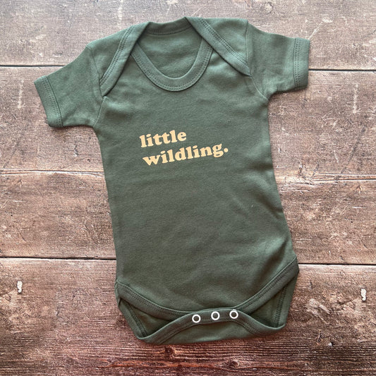 Little wildling khaki bodysuit 0-3m