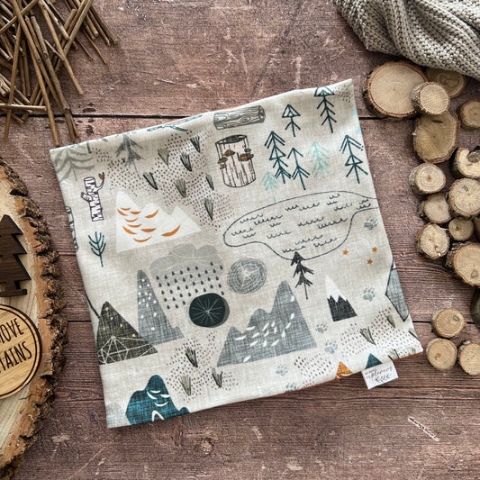 Mountain Map Snood 4+ years (burnt orange inside)
