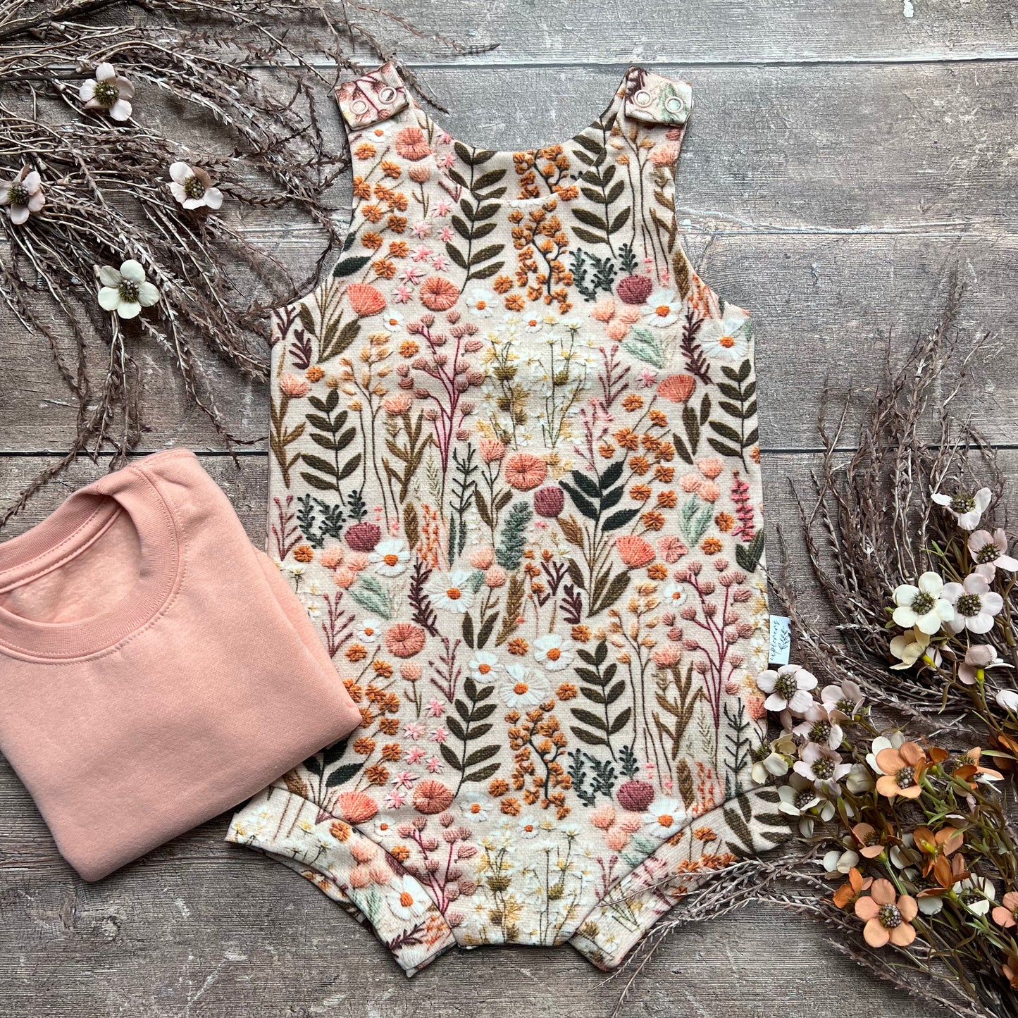 Embroidered Look Floral Bloomer Romper