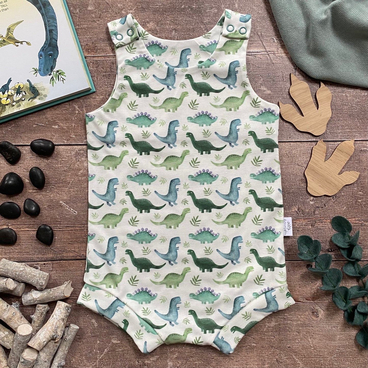 Blue Dinos Bloomer Romper