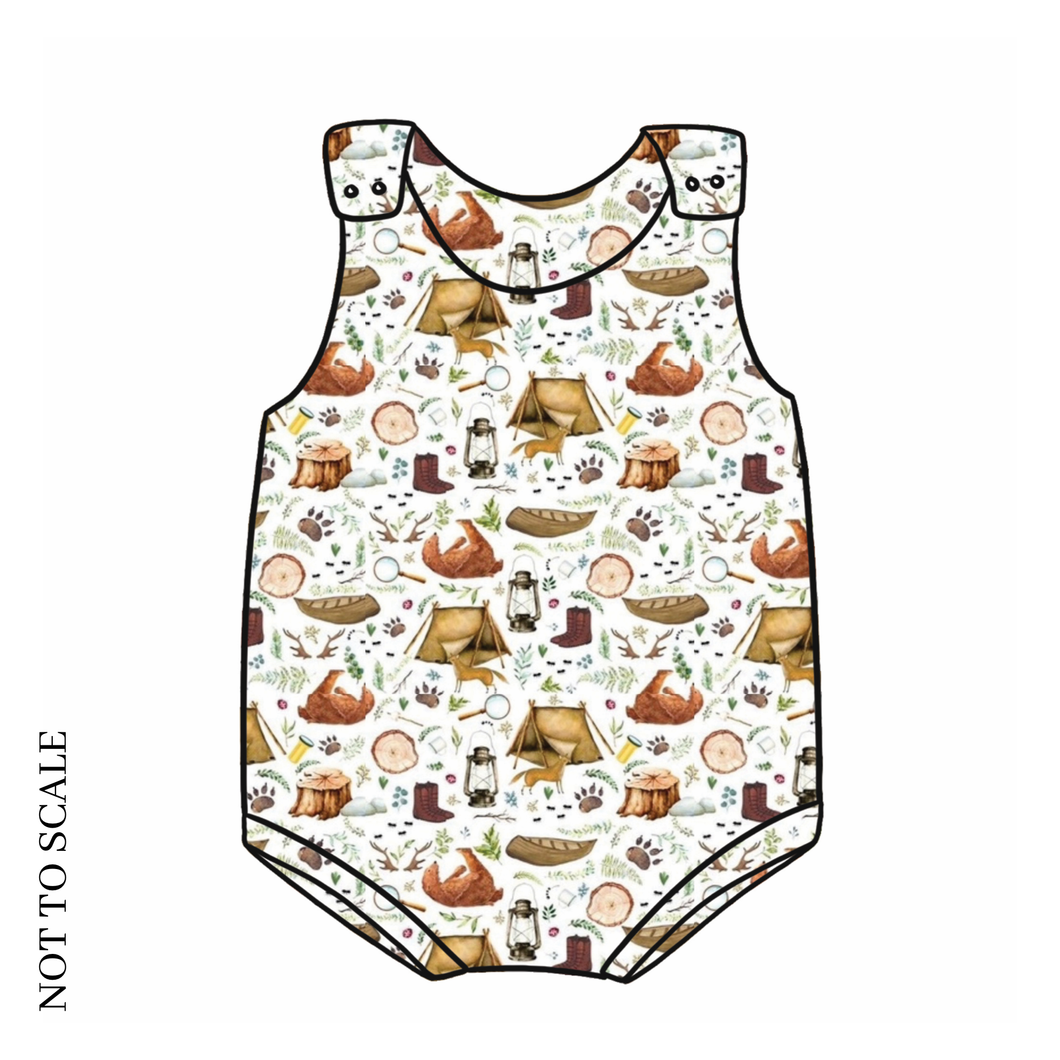 Organic Woodland Campers Bloomer Romper