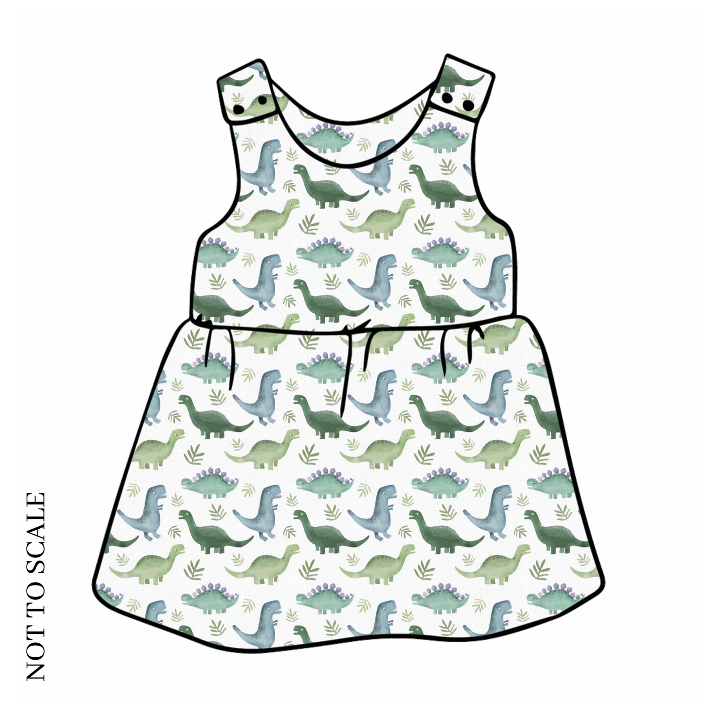 Blue Dinos Pinafore Dress