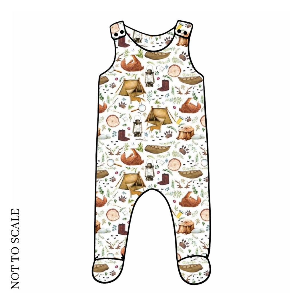 Organic Woodland Campers Footed Romper