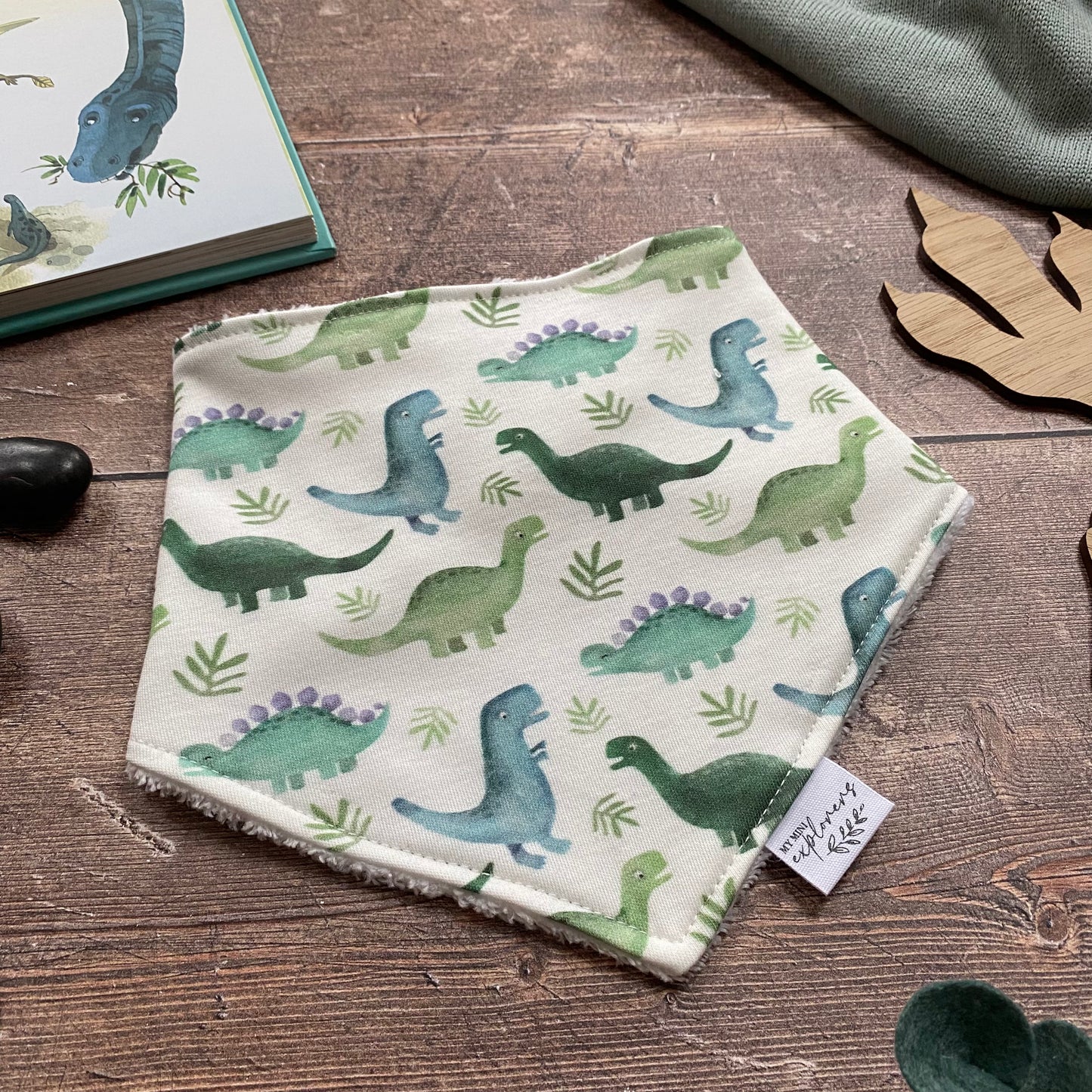 Blue Dinos Dribble Bib