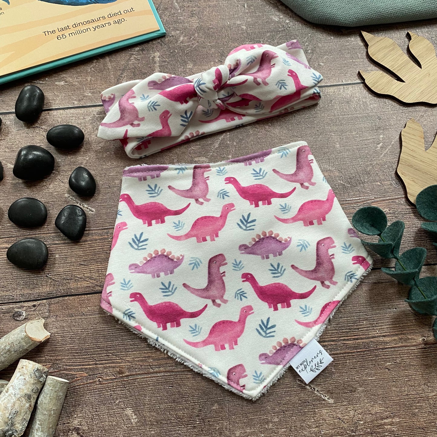 Pink Dinos Dribble Bib