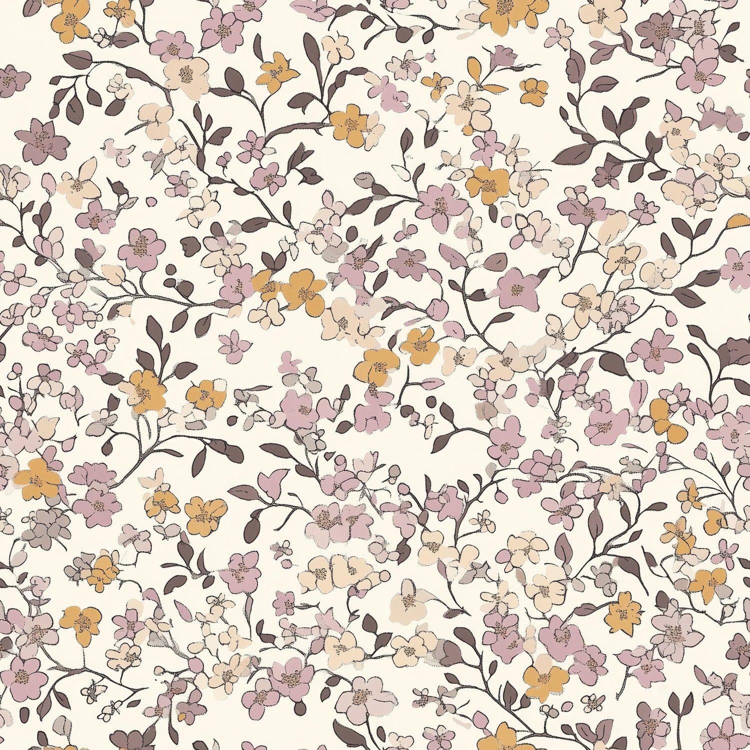 Lilac & Caramel Ditsy Floral