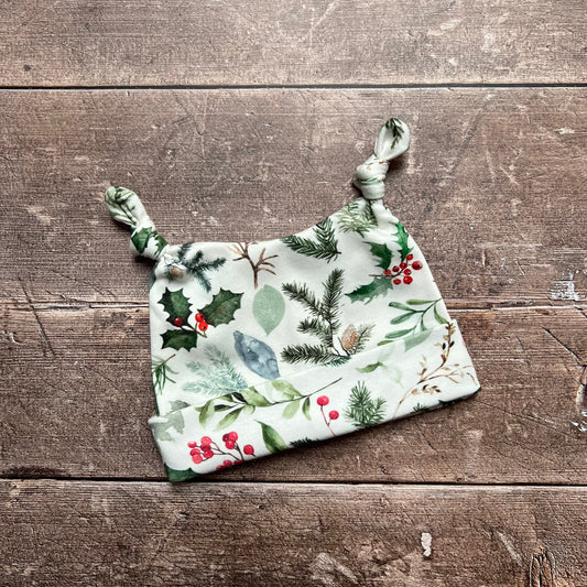 Festive Foliage Double Knotted Hat - 0-3m