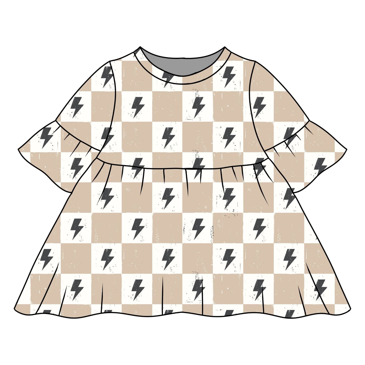 Lightning Chequers Child & Baby Sleeved Dress - 3 options