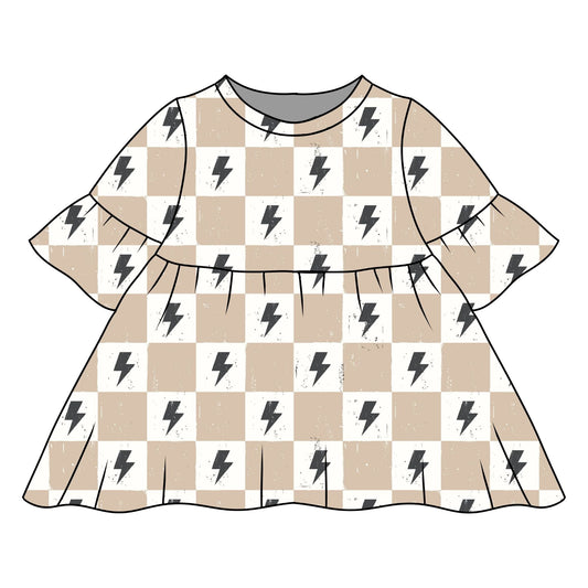 Lightning Chequers Child & Baby Sleeved Dress - 3 options