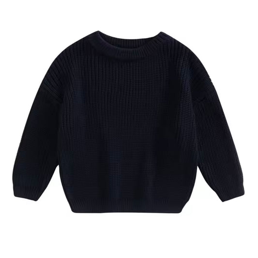 Chunky Knit Oversized Sweater - Navy 1-2 years