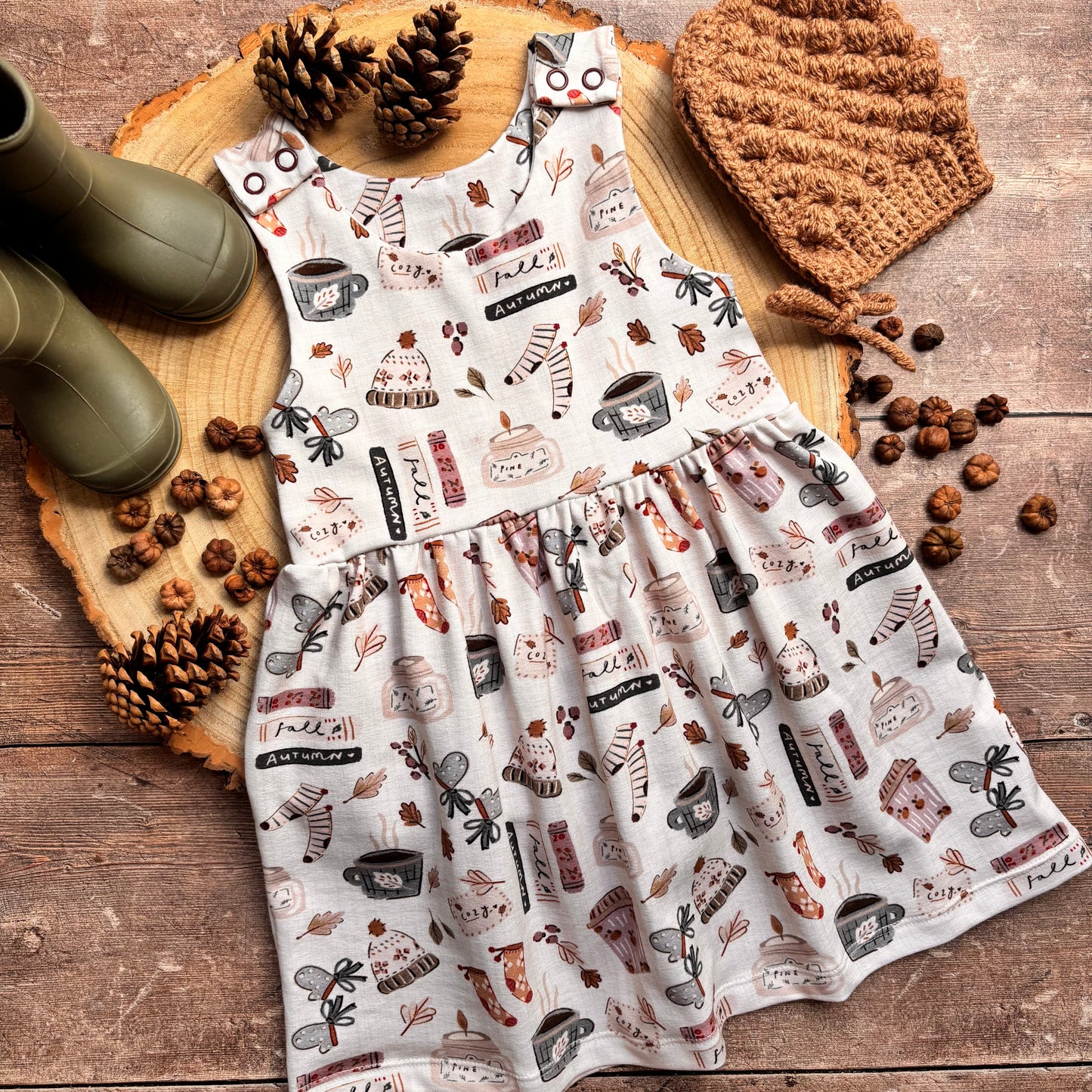 Autumn Girl Child & Baby Pinafore Dress