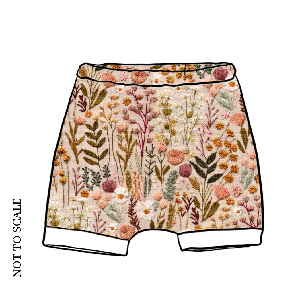 Embroidered Look Floral Rolled Shorts