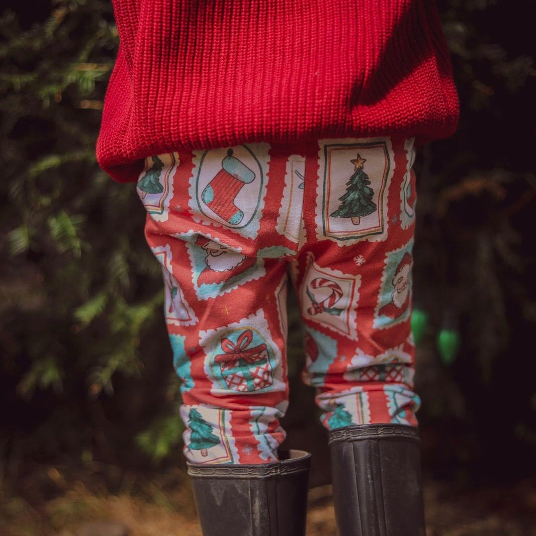 Christmas Stamps Leggings 2-3 years