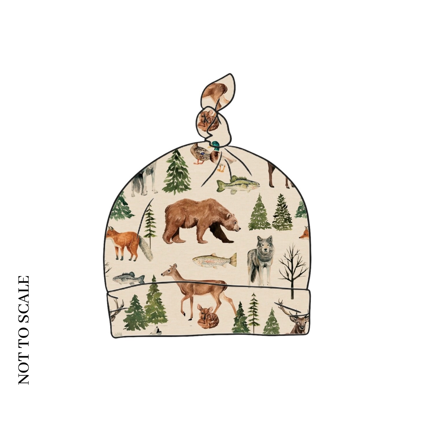 Wild Wood Animals Knotted Hat