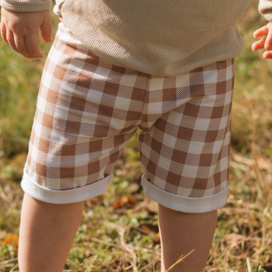 Mocha Gingham Child & Baby Shorts - Rolled or Hemmed